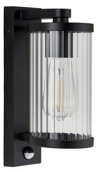 Nedding Pir Wall Light in Matt Black and Ribbed Glass