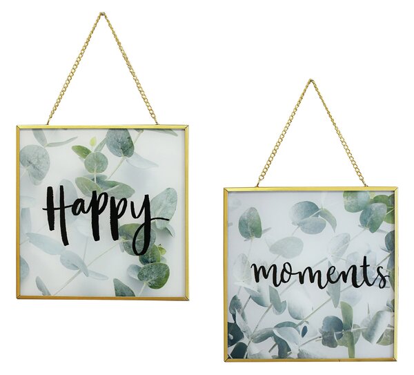 Happy Moments Set of 2 Framed Prints Green/White
