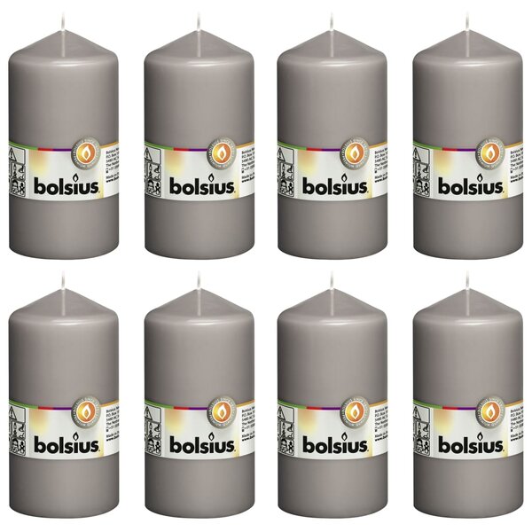 Bolsius Pillar Candles 8 pcs 130x68 mm Warm Grey