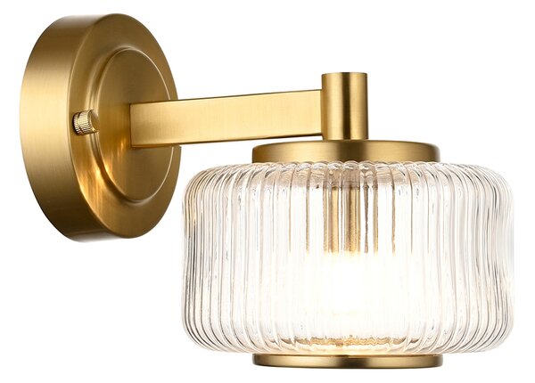 Boxford Wall Light in Brushed Aged Brass and Ribbed Glass