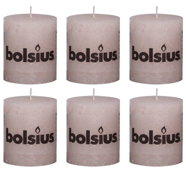 Bolsius Rustic Pillar Candles 6 pcs 80x68 mm Pastel Pink