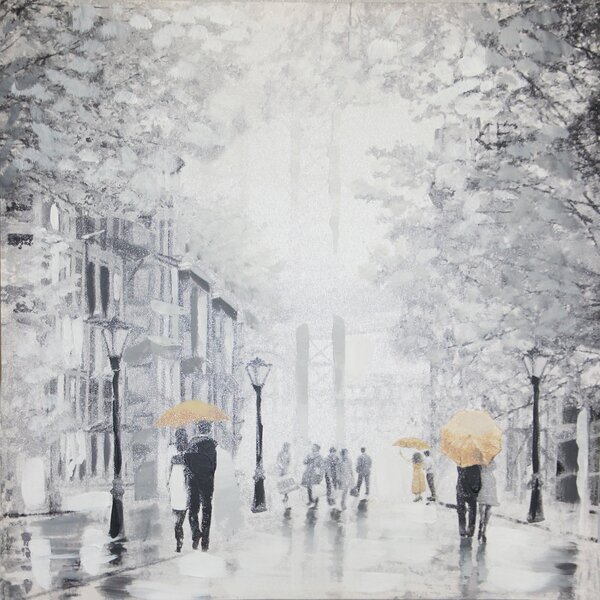 Rainy Manhattan Canvas Grey/Yellow