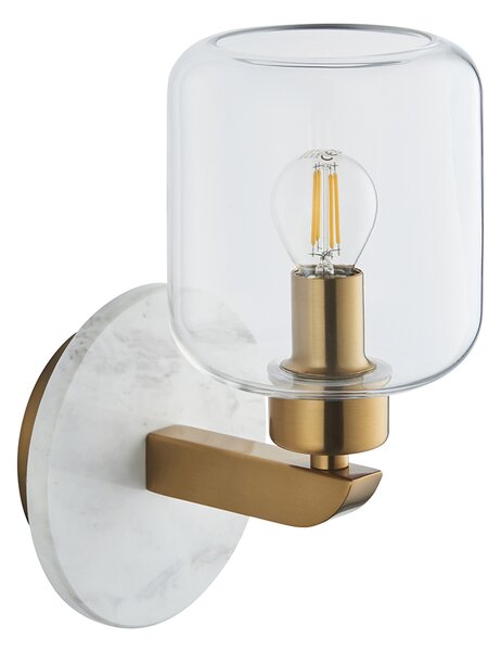Sloane Wall Light in White Volakas Marble, Vintage Brass and Glass