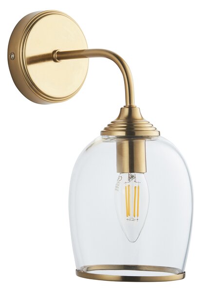 Crocus Wall Light in Brushed Aged Brass and Glass
