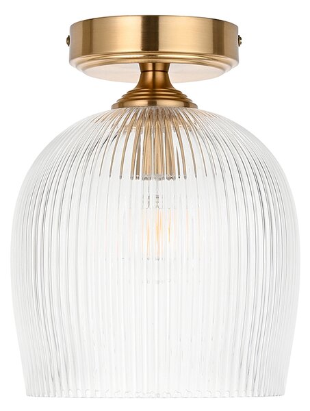 Crocus Ribbed Flush in Brushed Aged Brass and Ribbed Glass