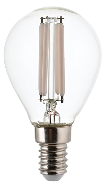 White Filament E14 Led Golf Non-Dimmable in Glass and Bright Nickel