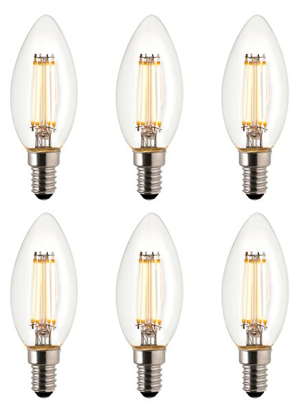 E14 Led Filament Candle - 6 Pack in Glass