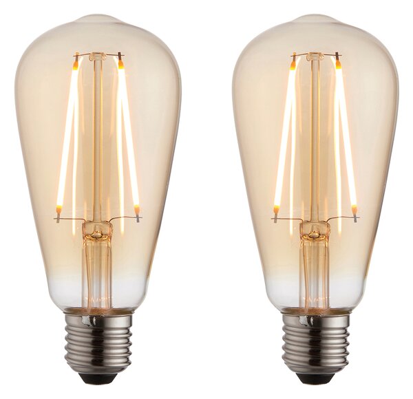 E27 Led Filament Pear - 2 Pack in Amber Glass