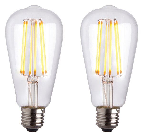 E27 Led Filament Pear - 2 Pack in Glass