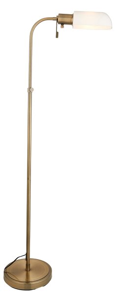 Yvonne Reader Floor Light in Antique Brass and Opal Glass