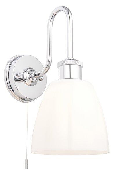 Janine Wall Light in Chrome and Gloss Opal Glass