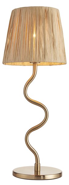 Wednesday Table in Brushed Aged Brass and Natural Raffia