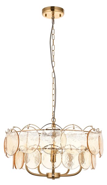 Cordelia Brushed Brass and Glass Pendant, Large
