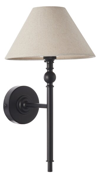 Sylvia Wall Light in Matt Black and Natural Faux Linen