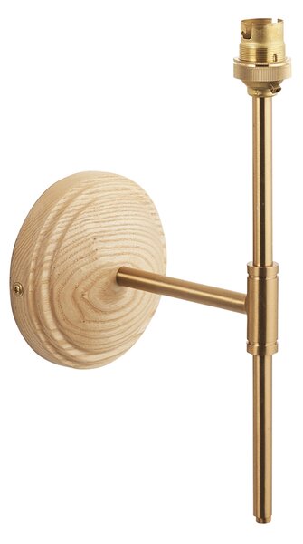 Timbal T Bar Wall Fitting in Ash Wood and Brushed Aged Brass