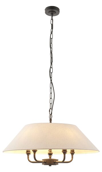 Sylvia 5 Arm Pendant in Matt Black and Natural Faux Linen