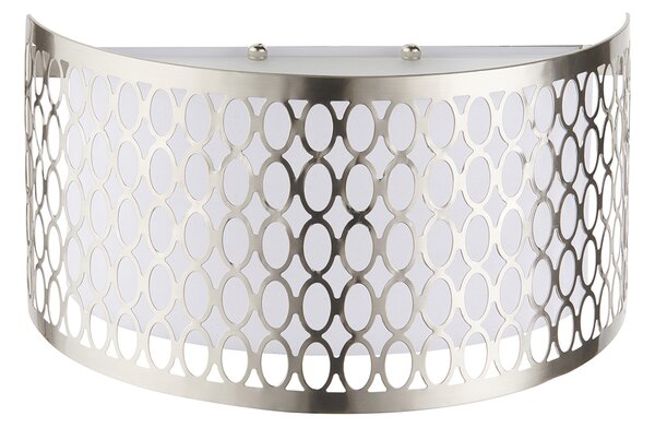Simone 2Lt Wall Light in Satin Nickel, White Fabric and Frosted Glass