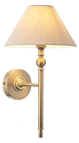 Sylvia Wall Light in Antique Brass and Natural Faux Linen