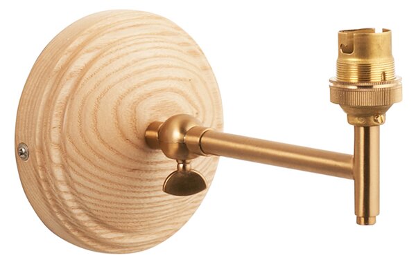 Timbal Fold Wall Fitting in Ash Wood and Brushed Aged Brass