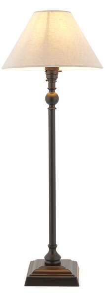 Sylvia Table 22cm Shade in Matt Black and Natural Linen