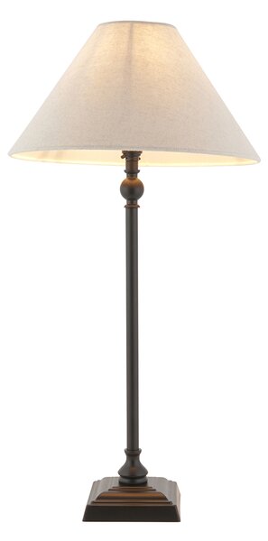 Sylvia Table 31cm Shade in Matt Black and Natural Faux Linen