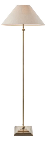 Sylvia Floor in Antique Brass and Natural Faux Linen