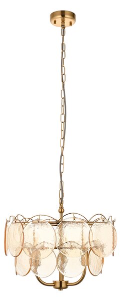 Cordelia Brushed Brass and Glass Pendant, Small