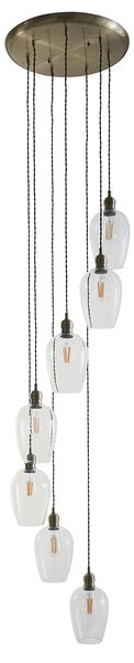 Seraphina Antique Brass and Glass 7lt Drop Pendant