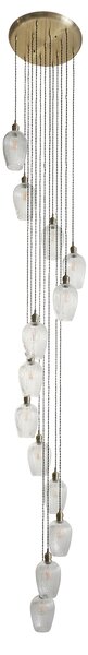 Seraphina Antique Brass and Ribbed Glass 13lt Drop Pendant