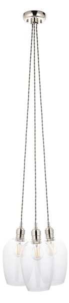 Seraphina Nickel and Glass 3 lt Cluster Pendant