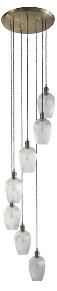 Seraphina Antique Brass and Ribbed Glass 7lt Drop Pendant