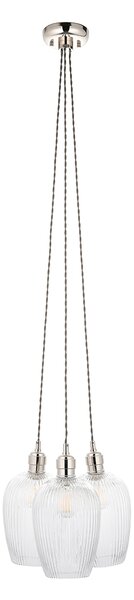Seraphina Nickel and Ribbed Glass 3 lt Cluster Pendant