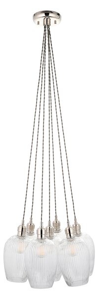 Seraphina Nickel and Ribbed Glass 7lt Cluster Pendant