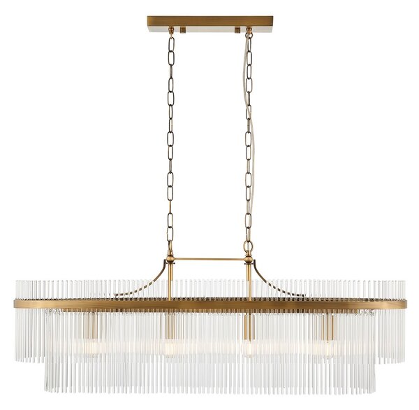 Monica 4-Light Linear Pendant in Antique Brass