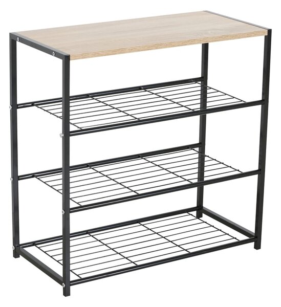 Rousseau Shoe Rack Toby with 3 Shelves Metal Grey