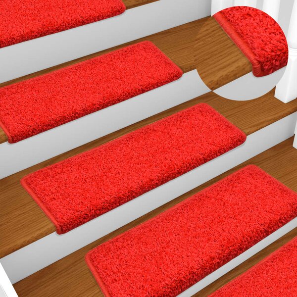 Carpet Stair Treads 15 pcs 65x21x4 cm Red