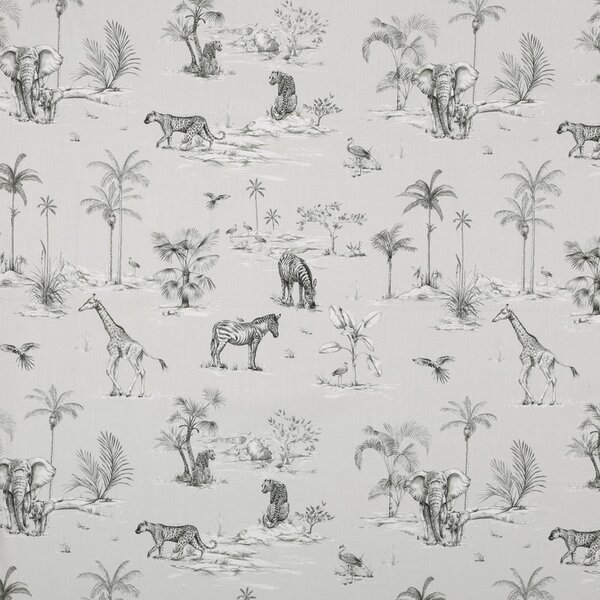 Safari Curtain Fabric African Grey
