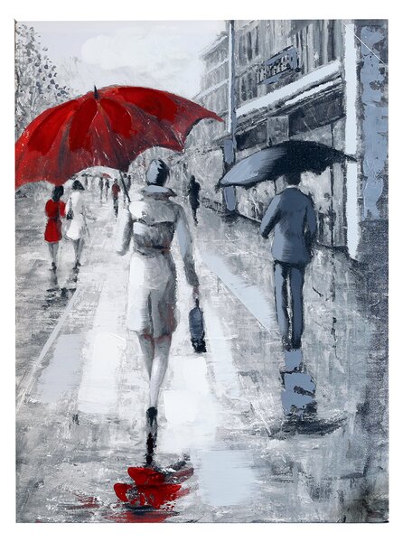 Rainy Street Canvas Red/Blue/White