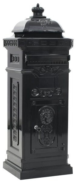 Pillar Letterbox Aluminium Vintage Style Rustproof Black