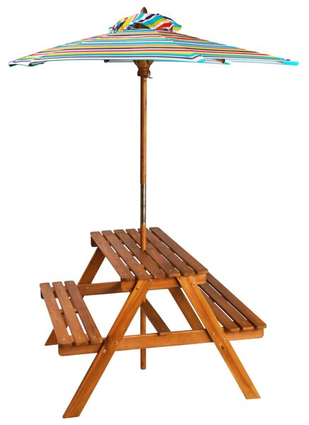 Kids Picnic Table with Parasol 79x90x60 cm Solid Acacia Wood