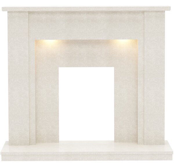 Be Modern Elda Fireplace Surround with Downlights & Flat to Wall Fitting - Manila Marble