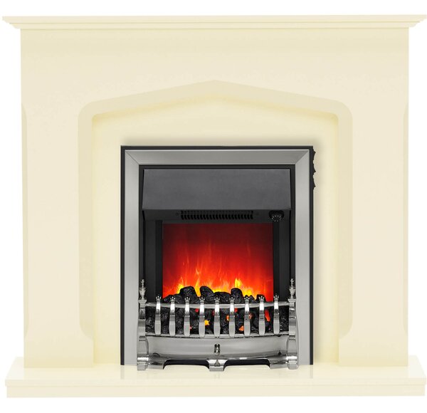 Be Modern Bramwell Electric Fire Suite with Flat to Wall Fitting - Marfil Marble