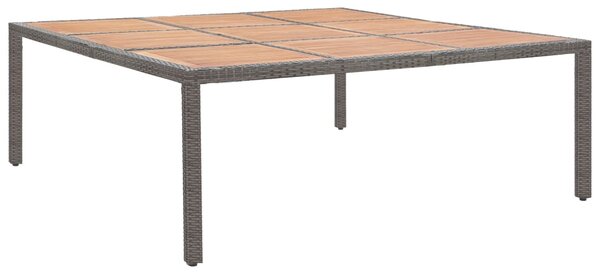 Garden Table Grey 200x200x74 cm Poly Rattan and Acacia Wood