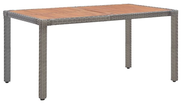 Garden Table Grey 150x90x75 cm Poly Rattan and Solid Acacia Wood