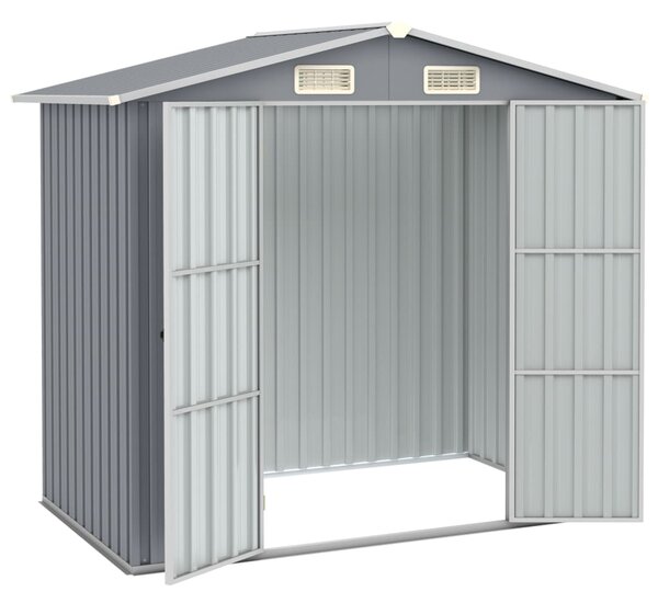 Garden Shed Grey 205x129x183 cm Galvanised Steel