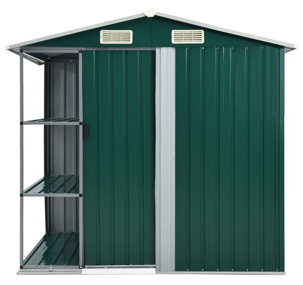 Garden Shed with Rack Green 205x130x183 cm Iron