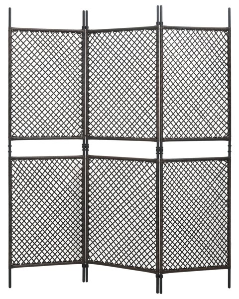 3-Panel Room Divider Poly Rattan Brown 180x200 cm