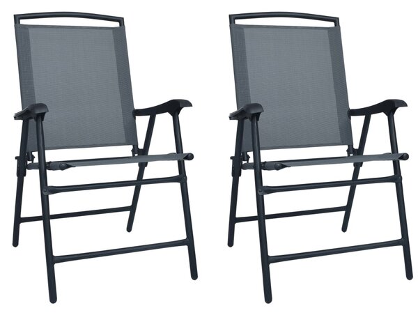 Folding Garden Chairs 2 pcs Texilene Grey