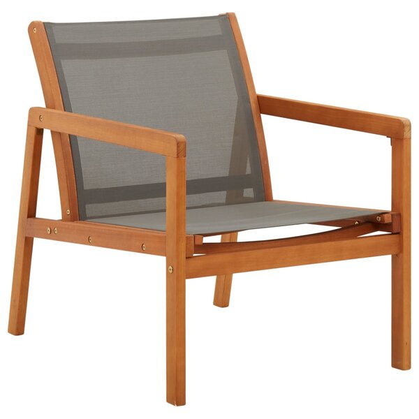 Garden Lounge Chair Grey Solid Eucalyptus Wood and Textilene