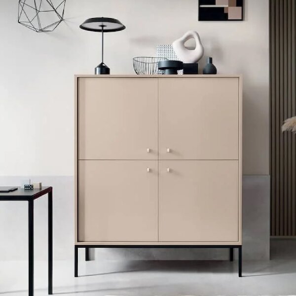 Malibu Wooden Storage Cabinet With 4 Doors In Beige